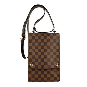 Louis Vuitton Damier Ebene Brown Portobello Shoulder Bag Canvas Ebene Leather